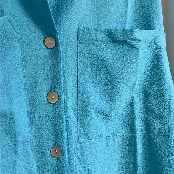 Never worn! Show Me Your MuMu Blue Button Down Shirt | Size L | Cover Up - Picture 6 of 8